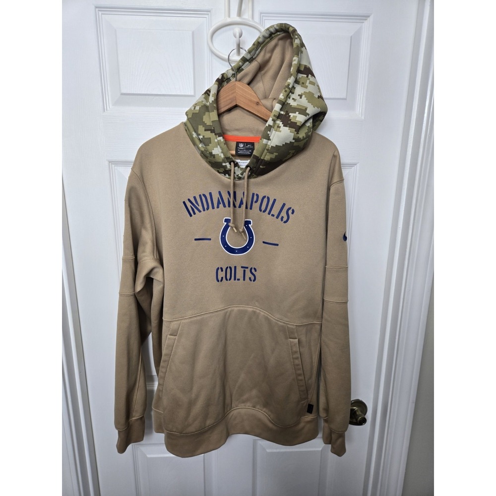 Nike NFL Indianapolis Colts Staff Salute to Service Hoodie Tan Camo XL Dri-Fit